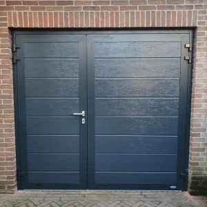 Duoport, Openslaande deuren, RAL7016 antracietgrijs, 3 puntsvergrendeling, Woodgrain breed, Oosterhout